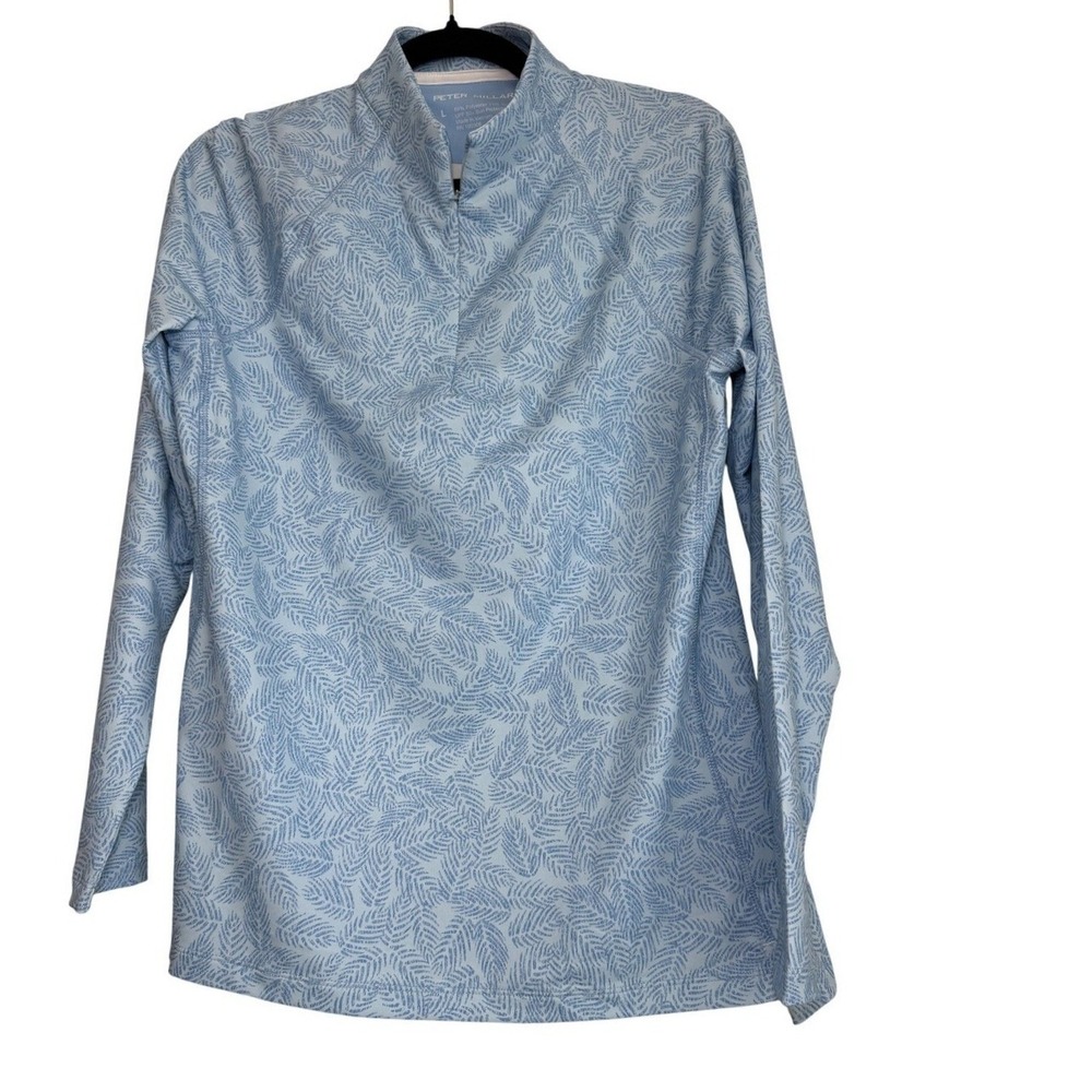 Women's Peter Millar Perth Printed Palm Quarter Zip Pull Over Large Golf Jacket